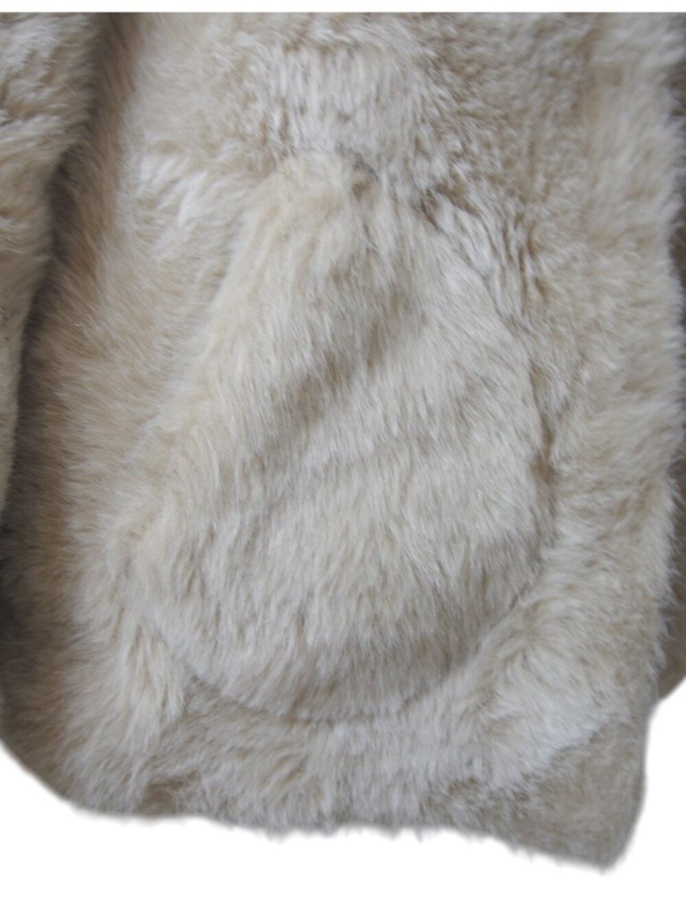 Cream Faux Fur Teddy Coat Collared Lined Jacket with Pockets Hook & Eye No Tag - Picture 7 of 11